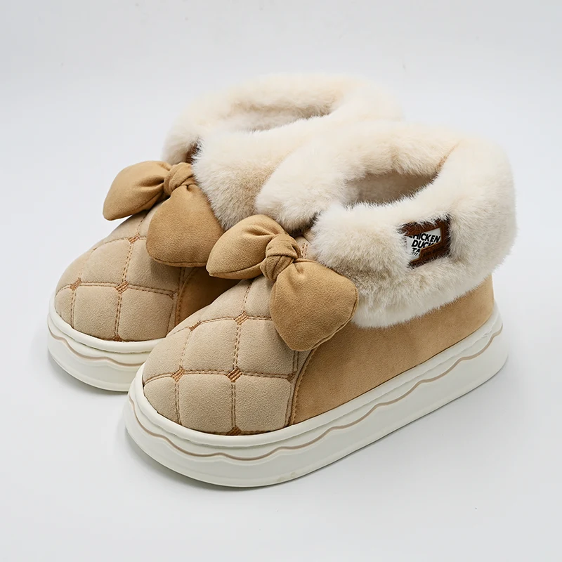Bowknot menjahit sepatu salju rendah atas
